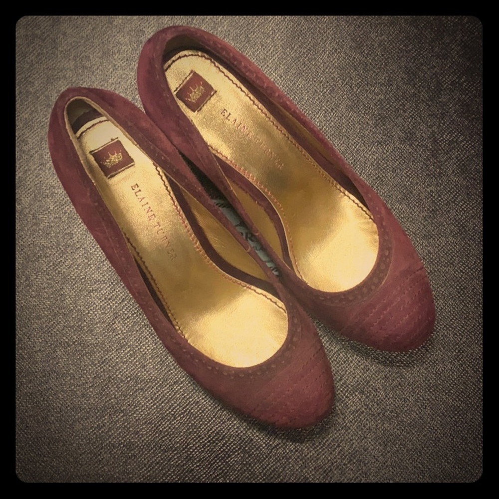 Elaine Turner maroon wedges size 7